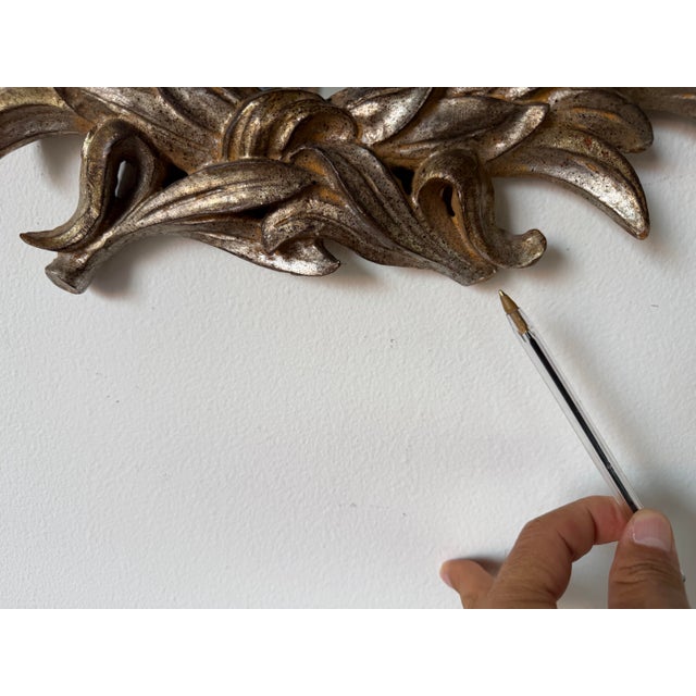1960s Italian Hollywood Regency Gilt Carved Wood Wall Mirror For Sale - Image 11 of 12