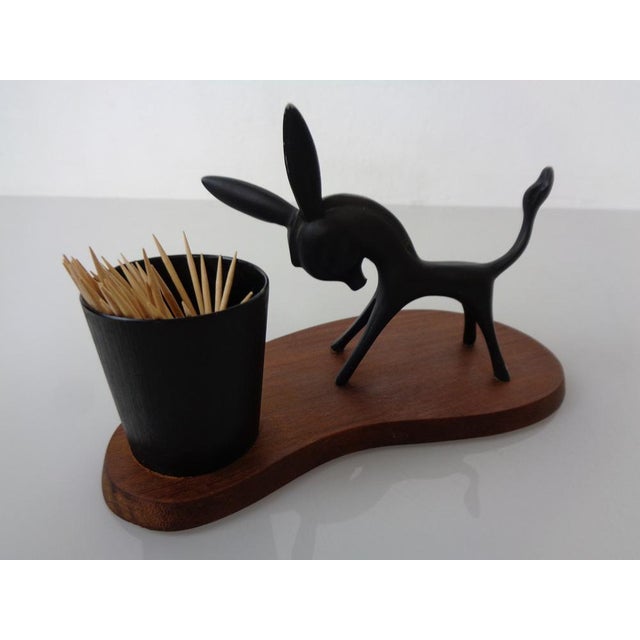Mid-Century Modern Metal and Teak Donkey Toothpick Holder, Germany, 1960s For Sale - Image 3 of 18