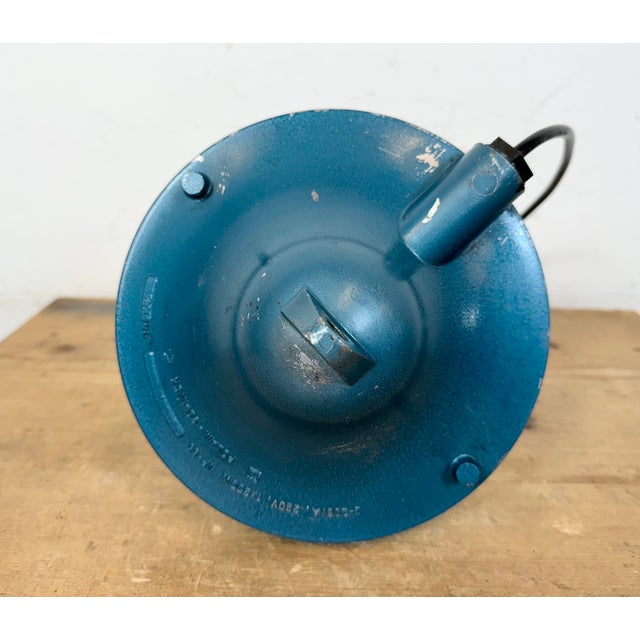 Industrial Blue Bunker Cage Light from Polam Gdansk, 1970s For Sale - Image 9 of 16