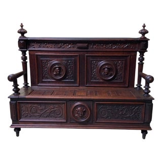 Antique Neo-Renaissance Chest Bench, 1880 For Sale