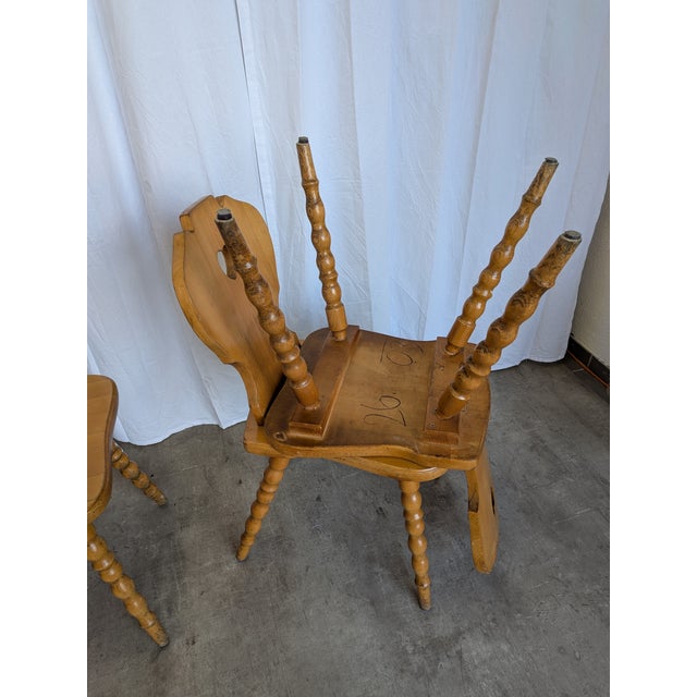 Vintage Tyrolean Farmhouse Heart Cutout Wooden Dining Chairs, 1970s, Set of 4 For Sale - Image 12 of 18