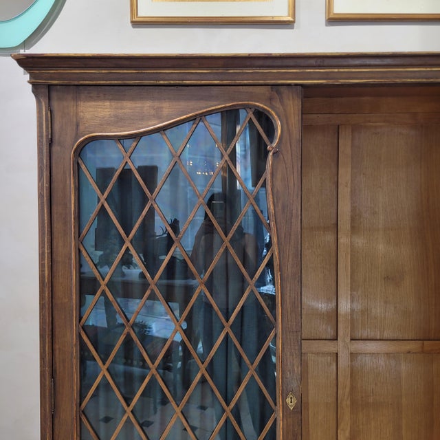 Brown Art Nouveau Display Cabinet in Stained and Gilded Pine Wood, England, 1930 For Sale - Image 8 of 18