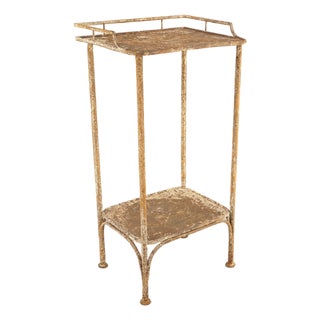 Shabby Chic Wrought Iron Plant Stand and Shelf, France, 1910s For Sale