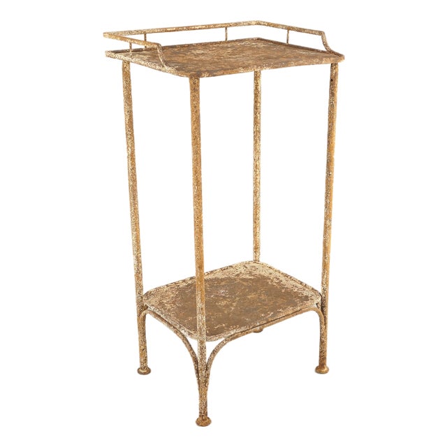 Shabby Chic Wrought Iron Plant Stand and Shelf, France, 1910s For Sale