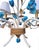 Currey & Company Vintage Small 4 Light Tole Newly Hand Painted Blue White Chinoiserie Rose Leaf Chandelier For Sale - Image 4 of 9