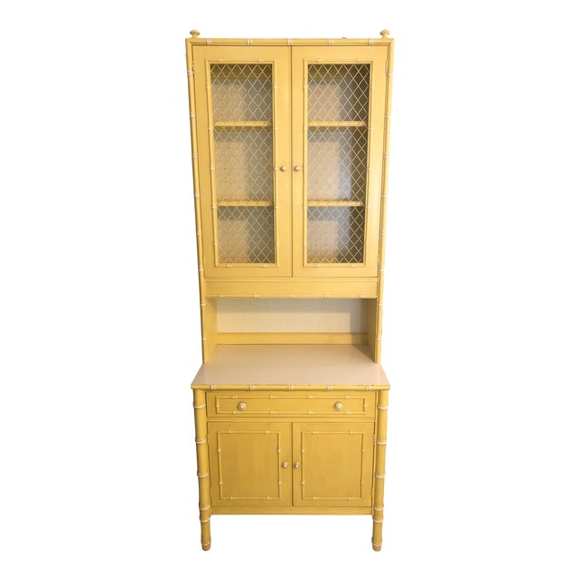 Vintage Thomasville Allegro Faux Bamboo Display Hutch Chairish
