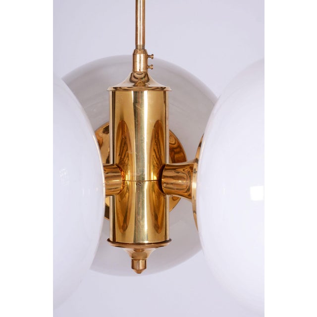 1960s Mid-Century Chandelier in Brass and Glass by Kamenický Šenov, Czech, 1960s For Sale - Image 5 of 12