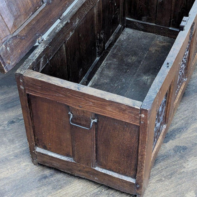 Wood Antique Wooden Trunk For Sale - Image 7 of 10
