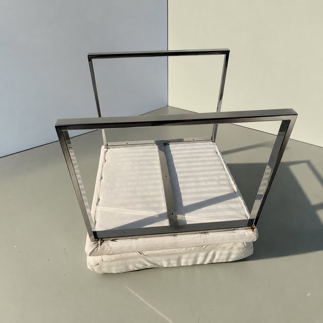 Milo Baughman Style Chrome Upholstered Stool For Sale - Image 12 of 14