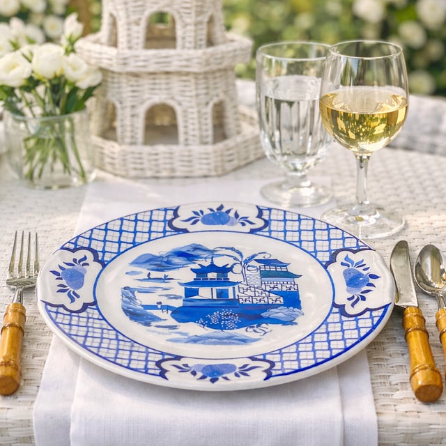 Traditional Original Pagoda Melamine Dinner Plates, Set of 4 For Sale - Image 3 of 5