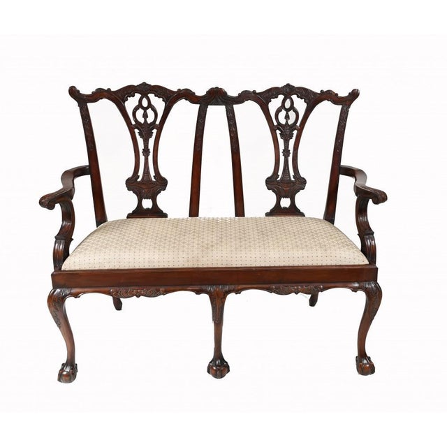 Chippendale Style Double Seat Bench in Mahogany For Sale - Image 3 of 11