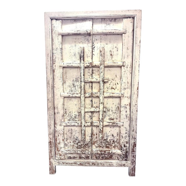 Early 19th Century Authentic Asian Salvaged Door Tall Cabinet For Sale