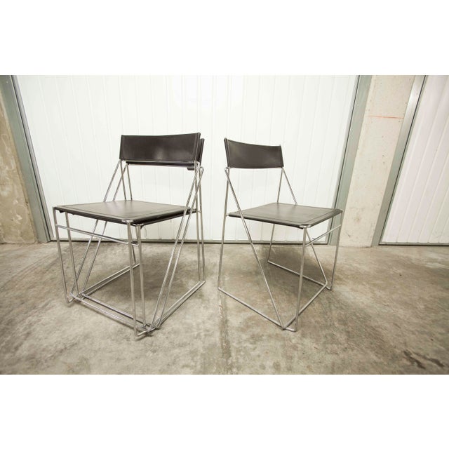 Black Minimalist X Line Chair attributed to Niels Jorgen Haugesen, 1970s For Sale - Image 8 of 18