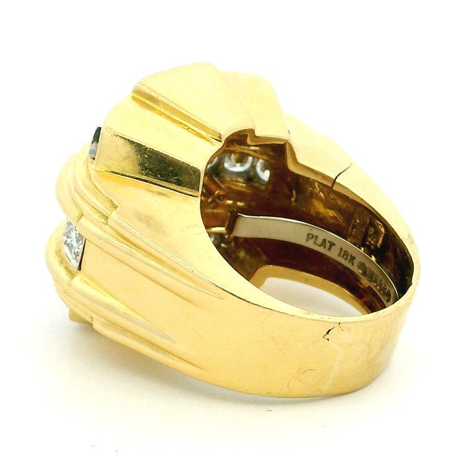 Gold Vintage David Webb 18k Gold & Platinum Diamond Band Ring, Size 8 For Sale - Image 8 of 14