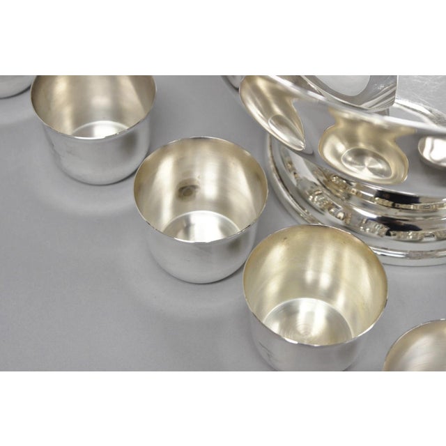 Silver Vintage Sheridan Mid Century Modern Silver Plated Punch Bowl Set W/ 10 Cups For Sale - Image 8 of 14