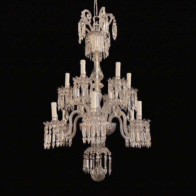 Glass 19th Century Bohemian Twelve-Light Crystal Chandelier, Italy For Sale - Image 7 of 18