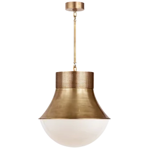 Kelly Wearstler for Visual Comfort Signature Precision Large Pendant in Antique-Burnished Brass with White Glass
