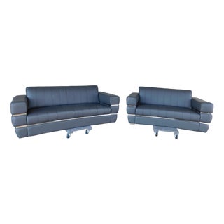 Divan Italia Contemporary Modern Leather Sofa Set For Sale