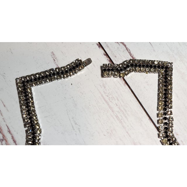 Vintage American Designer Alexis Kirk Clear and Black Rhinestone Star Necklace Choker For Sale In Philadelphia - Image 6 of 17