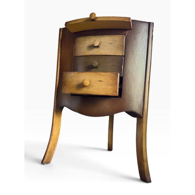 Striking South Cone Montauk accent chest handmade in Peru, dating to 2007. This compact sculptural case piece features a...
