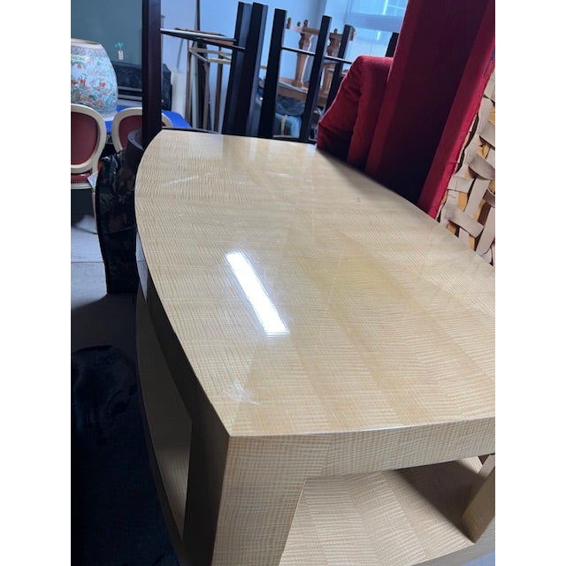 Wood Lacquered Sycamore Two Tiered Oblong Coffee Table For Sale - Image 7 of 7