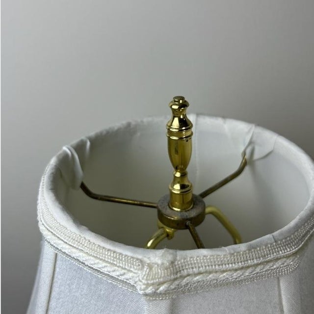 Waterford Crystal Pair of Vintage Waterford Crystal Table Lamps With Brass Accents and Original Shades For Sale - Image 4 of 8