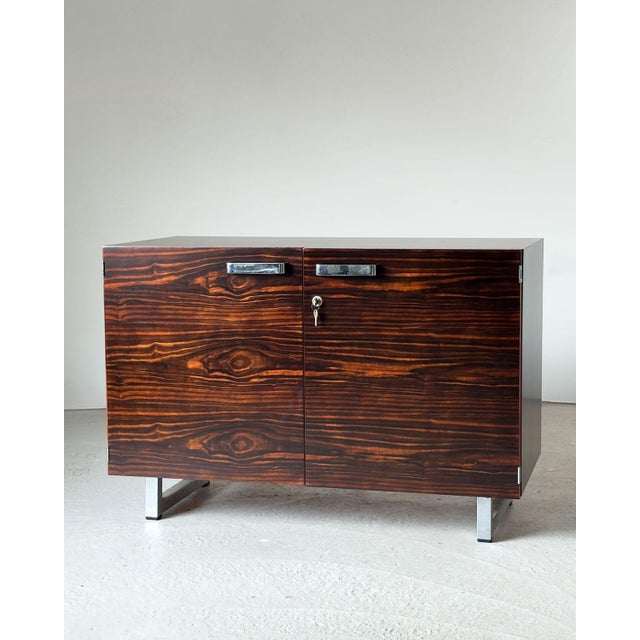 Mid-Century Modern Rosewood & Chrome Gordon Russell Prestige Range Cabinet attributed to Trevor Chinn & Ray Leigh, 1975 For Sale - Image 3 of 10