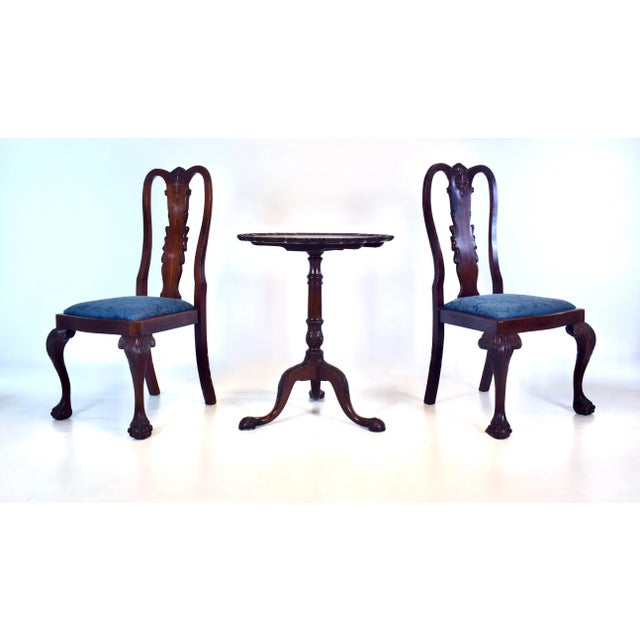 Set of Four Queen Anne Dining Chairs, Hand-Carved Mahogany, England For Sale - Image 9 of 9