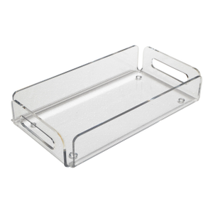 1980s Dorothy Thorpe Style Sculptural Rectangle Clear Lucite Serving Tray