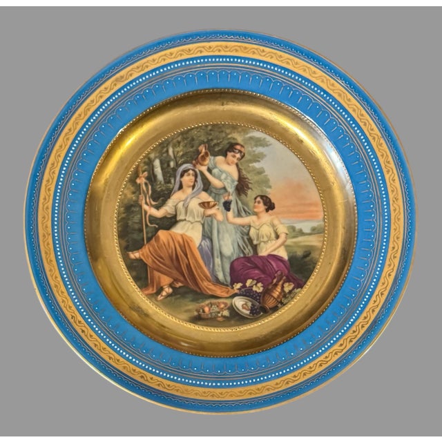 Antique Victorian Royal Vienna Porcelain Gilt Decorated Scenic Plate Bachantes Marked with a blue beehive mark and titled...