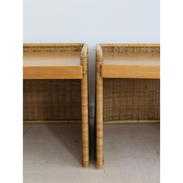 1950s Italian Rattan Bedside Tables, 1950s, Set of 2 For Sale - Image 5 of 14