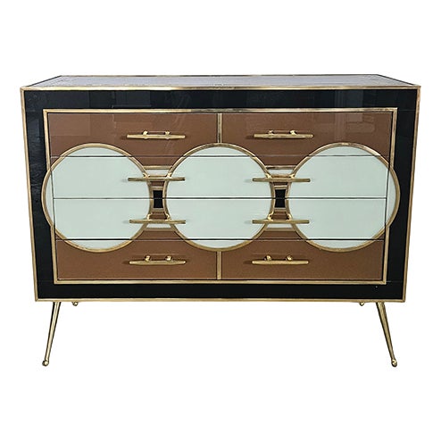 Glass Dresser with Four Drawers, 1980s For Sale