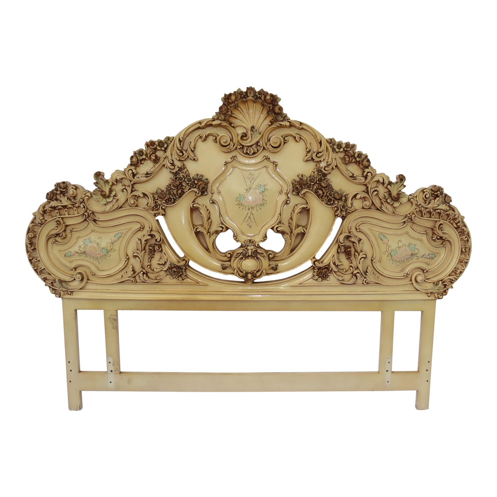 Italian Antique Rococo Baroque King Size Headboard — view 10