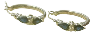 Pear Shape Sapphire and Diamond Hoop Cocktail Earrings in 14 Karat White Gold