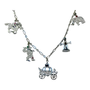 1960s Deco Platinum Charm Necklace