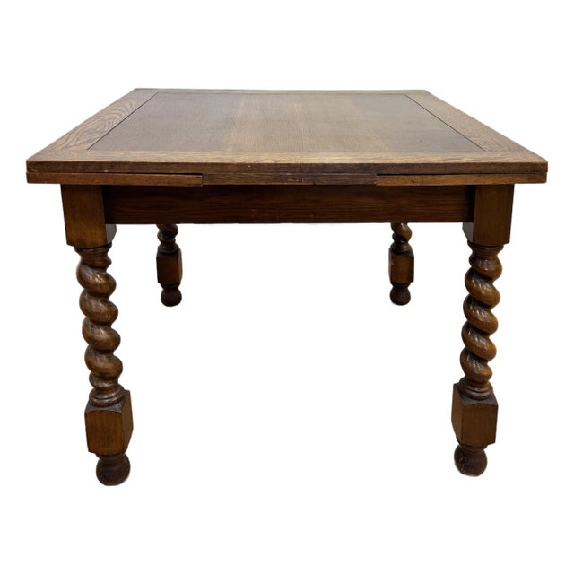 Antique Barley Twist Expandable Wood Refectory Table For Sale