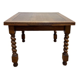 Antique Expandable Barley Twist Wood Refectory Table For Sale