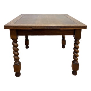 Antique Wood Barley Twist Expandable Refectory Table For Sale