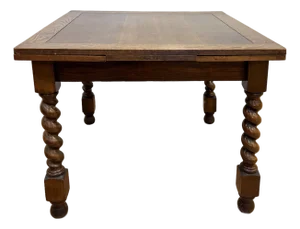 Antique Wood Barley Twist Expandable Refectory Table