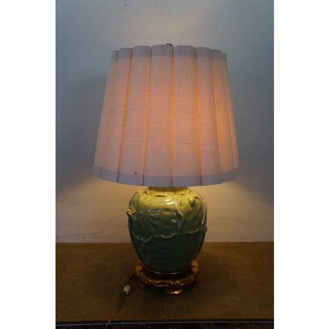 Vintage Marbro Celadon Green Porcelain Lotus Flower Ginger Jar Lamp 30" For Sale - Image 16 of 16