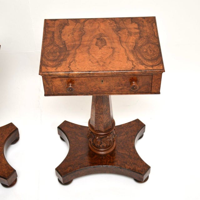 Antique William IV Burr Walnut Side Tables, 1830s, Set of 2 For Sale - Image 4 of 11