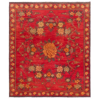 Doris Leslie Blau Antique Bessarabian Russian Flatweave Rug In Crimson - c. 1920 For Sale