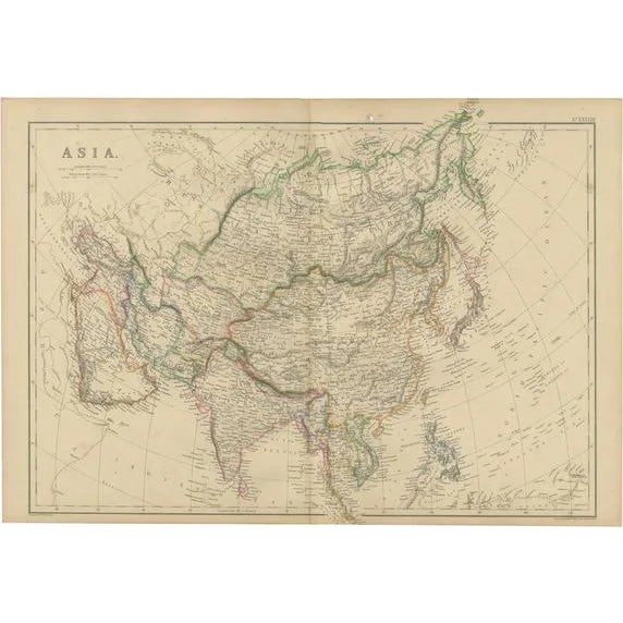 Map of Asia from W.G. Blackies, 1859 For Sale