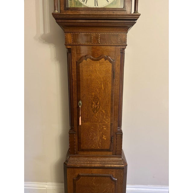 Early 19th Century Antique George III Oak and Mahogany Banded Long Case Clock, 1800 For Sale - Image 5 of 8
