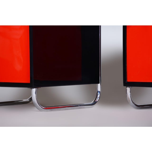 Black Bauhaus Bedside Tables attributed to Vichr & Spol, 1930s, Set of 2 For Sale - Image 8 of 14