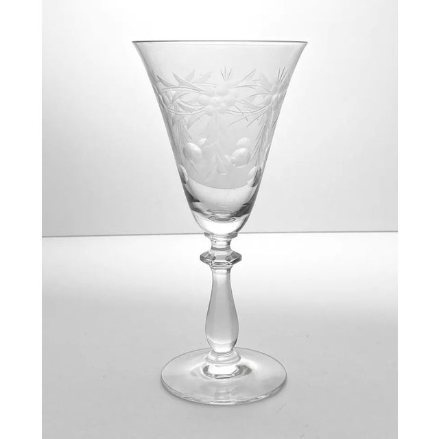 1960s Set of 6 Crystal Water or Wine Glasses 7 5/8” 8oz Floral Garland Dot Cuts No chips, cracks, or fleabites. Height 7...