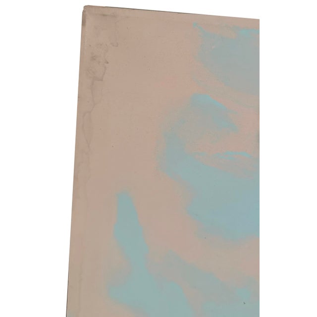Late 20th Century Late 20th Century Extra Large Peach and Blue Abstract Painting on Canvas For Sale - Image 5 of 7