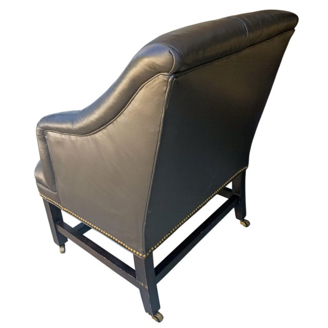 Experience the Height of Classic Luxury With This Leather Chesterfield Chair With Elegant Brass Nailhead Trim. For Sale - Image 4 of 9