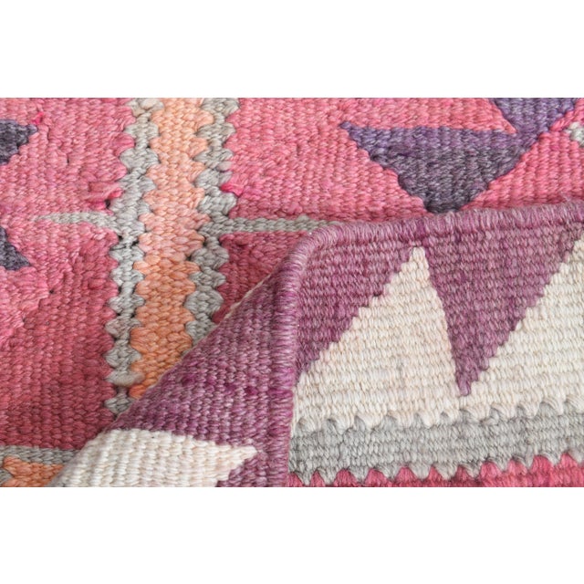 1970s 1970s Turkish Oushak Handmade Wool Cotton Pink Runner Rug For Sale - Image 5 of 11