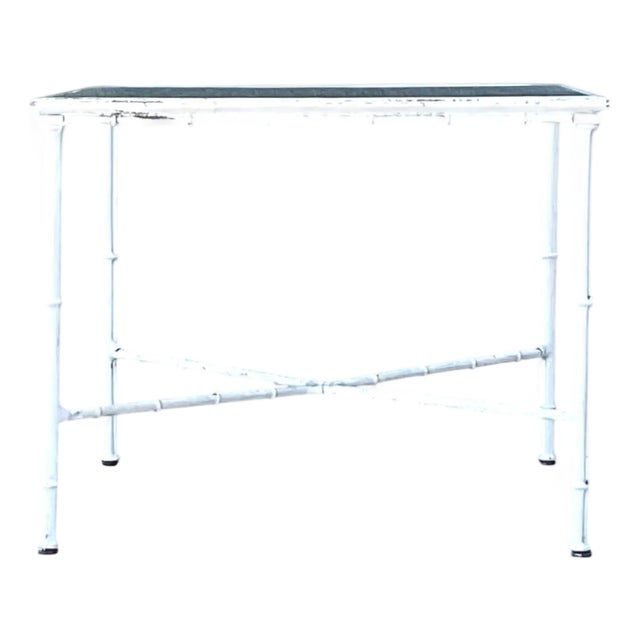 Vintage Brown Jordan “Calcutta” Metal and Glass Patio Side Table For Sale